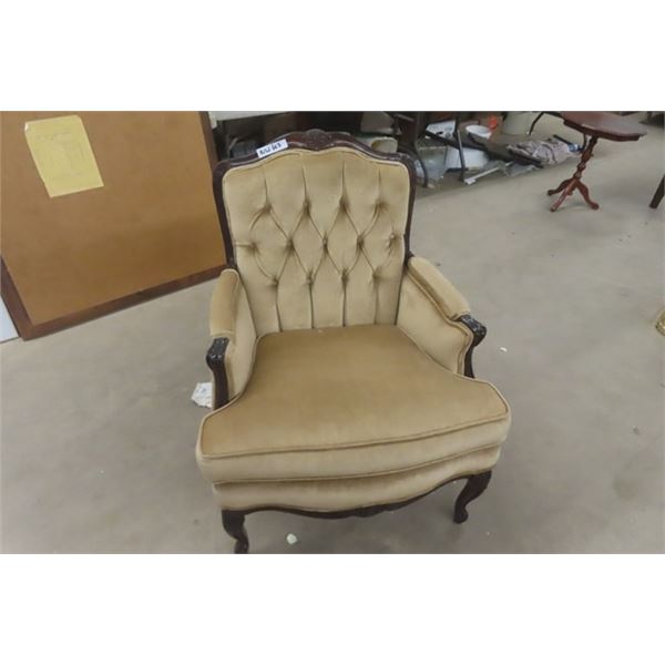 Nice Carved Wood + Upholstered Chair