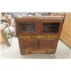 Image 1 : Vintage China Cabinet ,4 Door, Multi Drawer- 1 Piece of Glass Missing 17"×46"×47"