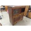 Image 2 : Vintage China Cabinet ,4 Door, Multi Drawer- 1 Piece of Glass Missing 17"×46"×47"