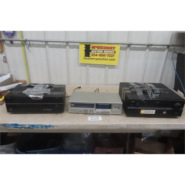 3 pcs Stereo Equipment: Yamaha RX-V475 Receiver, JVC Cassette Deck, Yamaha RX- V1400 Receiver