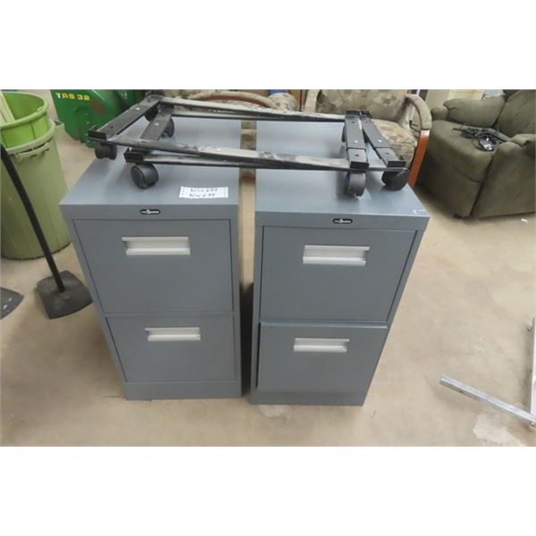 2 Drawer Filing Cabinets with Roller Carts 15"×25"×29"