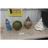 Image 1 : Ceramic Christmas Tree, Religious Statue, 2 Glass Lamp Shades