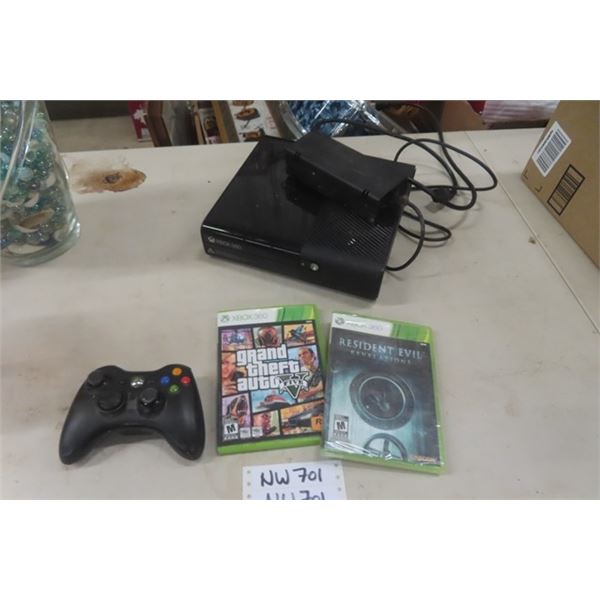 XBox 360 Console, Joystick + 2 Games