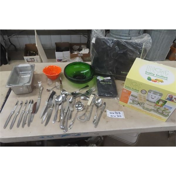 Magic Baby Bullet, Green Bowl  Assorted Cutlery, plus more 