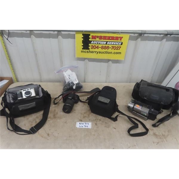 Pentax EI200 Digital Camera, Canon EOS Digital Camera, Sony Handycam