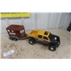Image 6 : Tonka Pressed Steel Aerial Fire Truck 17.5" Long, Plastic Tonka Truck + Horse Trailer 28" Long