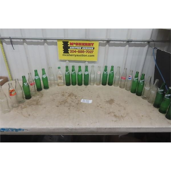 26 Assorted Pop Bottles: Coke, Sprite, Pepsi