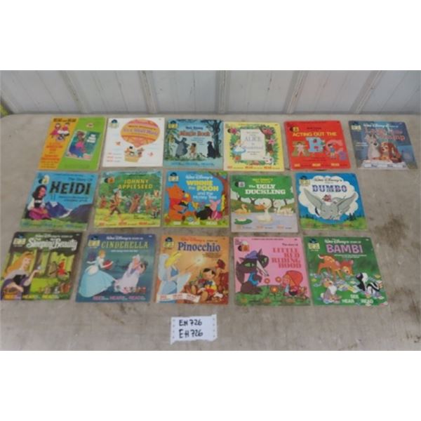 16 Walt Disney Records + Books: Pinocchio, Bambi, Dumbo, Plus others