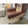 Image 2 : Giddy Up Cowpokes ! Leather Sitting Chair with Horse Pattern on Back + Cowhide on Sides