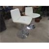 Image 2 : Pair of Chrome Bar Stools with White Upholstered Seats