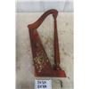 Image 1 : Antique Music Box Harp with Key 22 1/2'' Tall 
