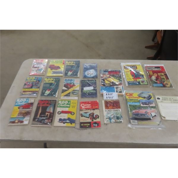 (9) 1950's Rod + Custom, Ford Times Magazines, Assorted Car Magazines 