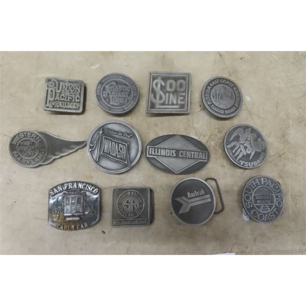 12 Rail Road Belt Buckles ; 500 Lines, Amtrak, Wabash plus more