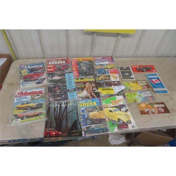 (11) 1970's + 80's Car Magazines & 6 Canada MB + ONT Road Maps - 1947 + UP 