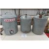 Image 1 : 3 Galvanized Water Jugs - 2 With Top Spouts, 1 Has Lower Spigot 