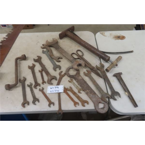 Assorted Wrenches, Air Pump, Cutters 