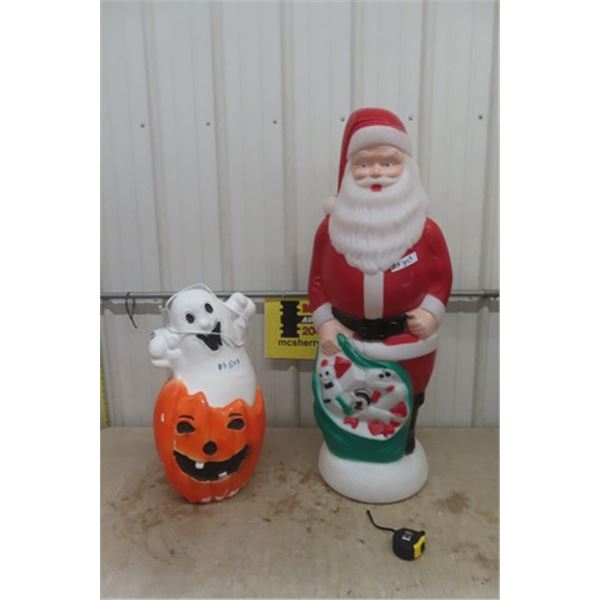 2 Blow Moulds ; Santa 42" Tall + Pumpkin / Ghost 24"  Tall 