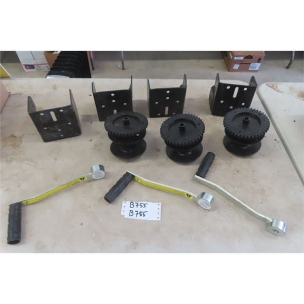 Trailer Winch Parts - 4 Brackets, 3 Reels, 3 Handles, 2 Assemblers 