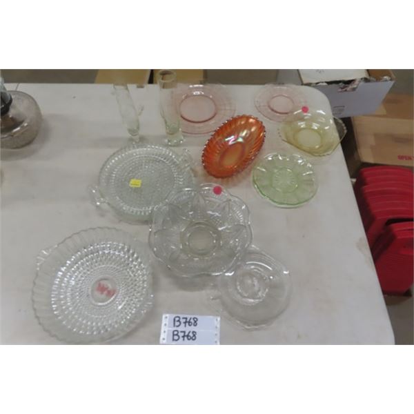 Assorted Cut Glass, Some are Coloured- Bowls, Dishes