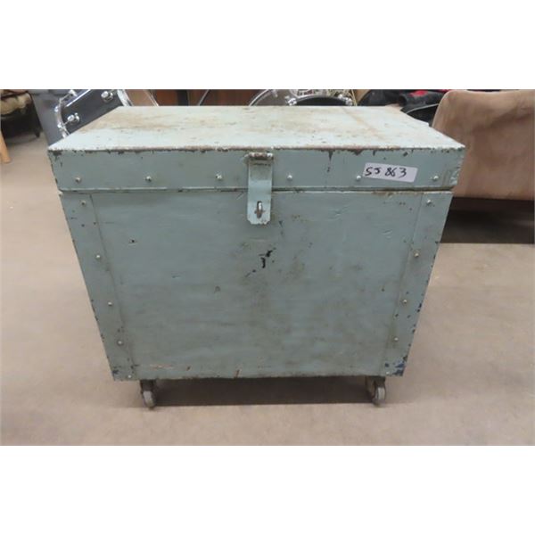 Wooden Chest on Casters 16" x 25" x 26" 