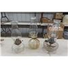 Image 1 : 3 Vintage Clear Oil Lamps 