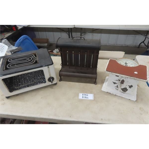 Vintage Moffat Stove, Heater, Detecto JR Scale 