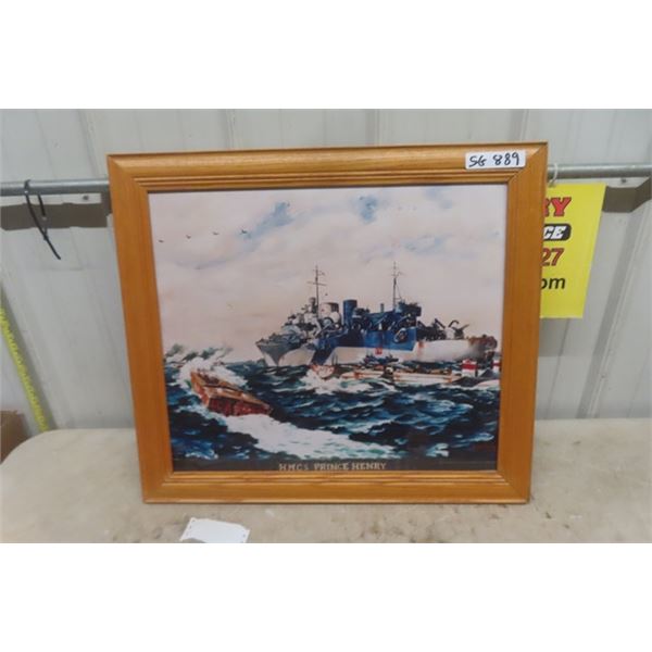 Framed Picture HMCS Prince Henry Ship 23" x 27" 