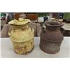 Image 1 : 2 Antique Metal Cream Cans - Good Yard Art 