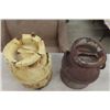 Image 4 : 2 Antique Metal Cream Cans - Good Yard Art 