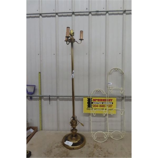 2 Wrought Iron Plate Rack & Floor Lamp