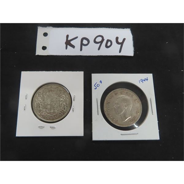 (2) 1944 Canada 50 cent Coins