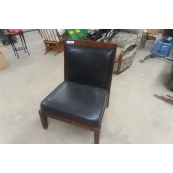 Nice Solid Wood + Upholstered Vinyl Chair 