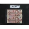Image 1 : 1 Sheet of 2 Uncut 1986 Canada $2.00 Bills