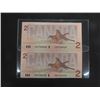 Image 2 : 1 Sheet of 2 Uncut 1986 Canada $2.00 Bills
