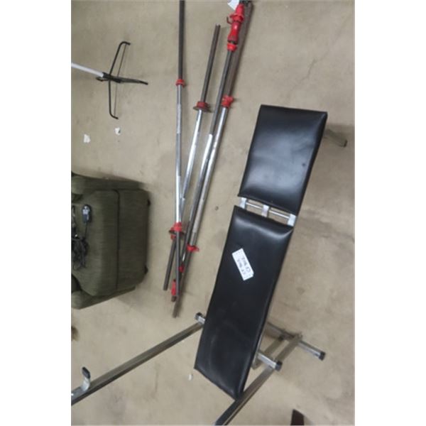 Weight Bench with Assorted Bars and Weights 