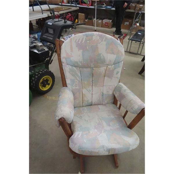 Nice Wood Rocker Glider with Cushions 