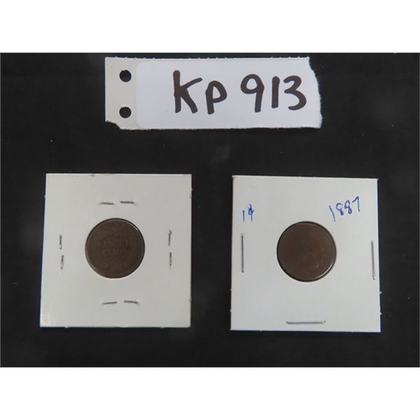 1887 + 1909 USA Indian Head Pennies