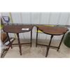 Image 1 : 2 Wood Half Moon End Tables 24'' x 22'' x 11'' - Not Matching
