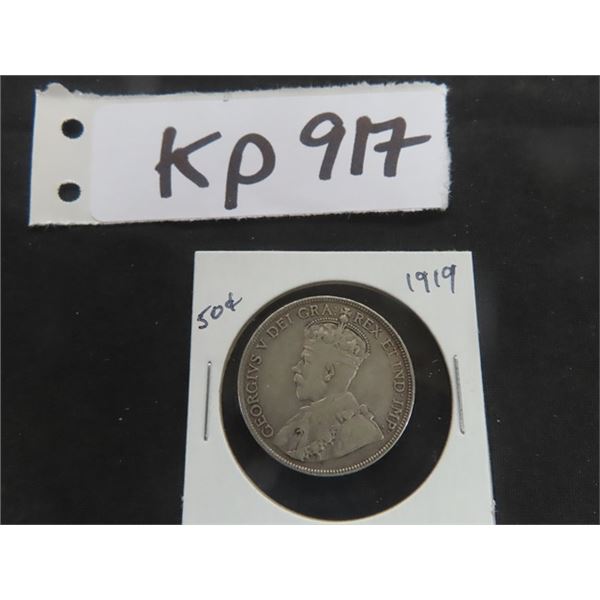 1919 Canada  50 cent Silver Coin