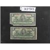 Image 1 : (2) 1937 Canada  $1.00 Bills