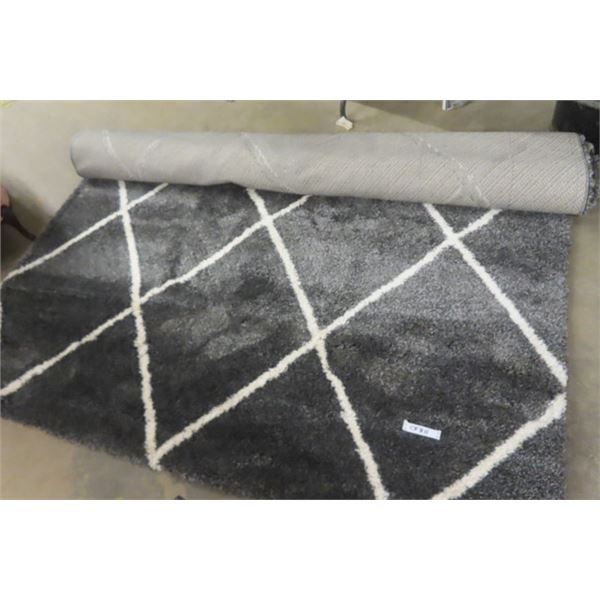 Black/Grey/White Area Rug, Brooklyn Super Soft Shag 7'10'' x 10'6''  