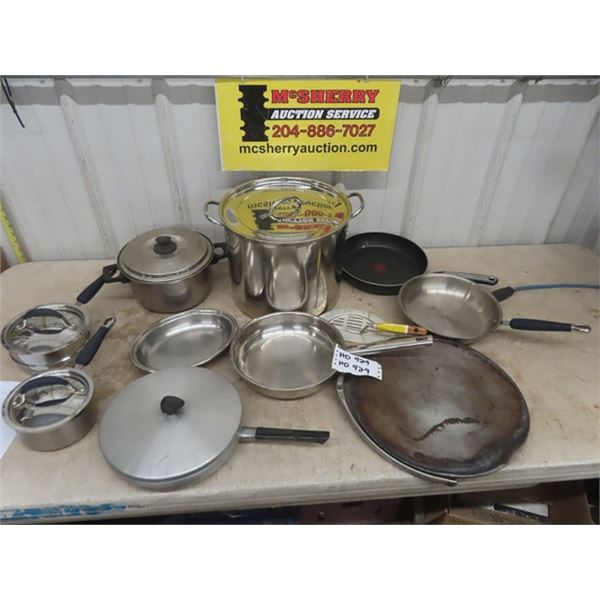 Stainless Steel Pot with Lids & Regular Pans + Fry Pans