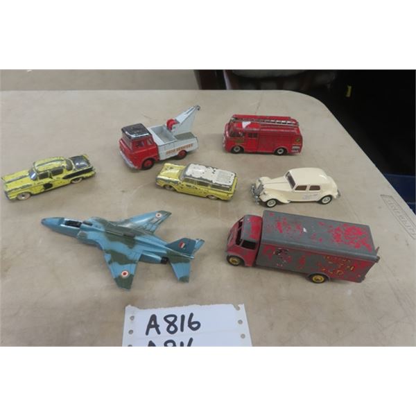 7 Assorted Dinky Die Cast Toys - Cars , Trucks, Plane 