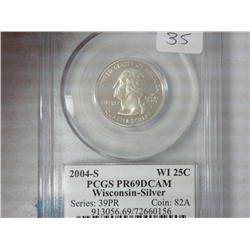 2004-S Silver Wisconsin Quarter PCGS PR69 DCAM