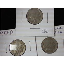 1937, 37-D And 37-S Buffalo Nickels