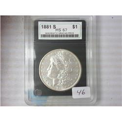 1881-S Morgan Silver Dollar NGP MS67