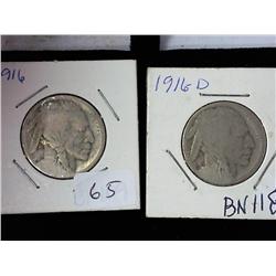 1916 And 1916-D Buffalo Nickels