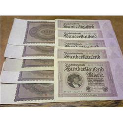 10-1923 German 100,000 Mark Inflation Notes