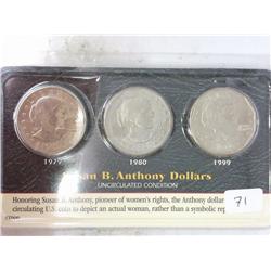 1979, 1980 And 1999 Susan B. Anthony Dollars (UNC)
