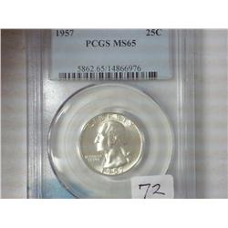 1957 Washington Silver Quarters PCGS MS65